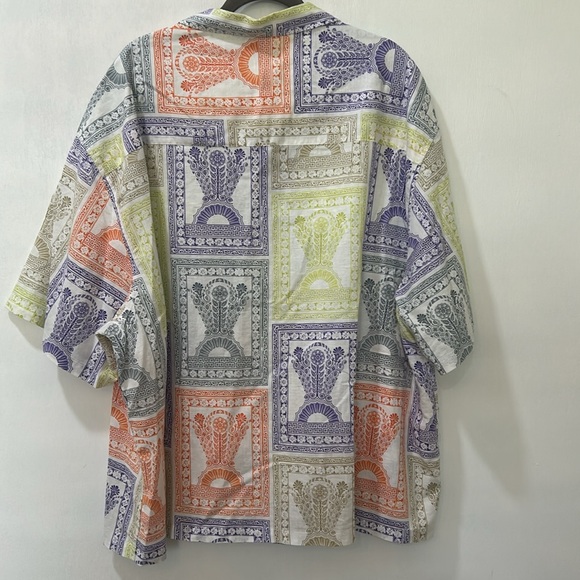 ASOS DESIGN MENS SHEER BUTTON UP SHIRT FLORAL SHORT SLEEVES SZ 3XL - Picture 2 of 9